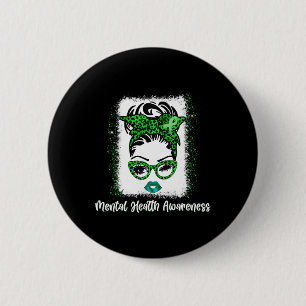 Bun Mental Health Awareness Ribbon Month May 2022  6 Cm Round Badge