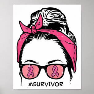 Bun Pink Ribbon Survivor Breast Cancer Awareness W Poster