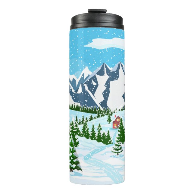 Bunch Flower With Colourful Digital Printing Backg Thermal Tumbler (Front)