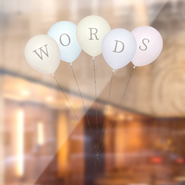 Bunch of 5 Faded Pastel Balloons Custom Text (Sheet 2)