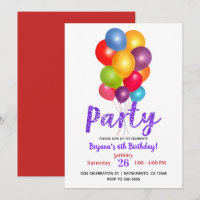 Bunch of Balloons Birthday Party Purple Glitter