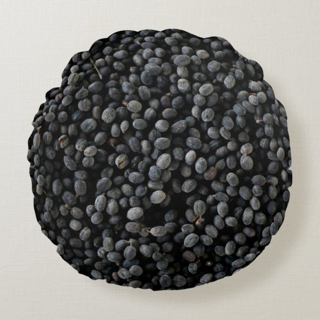 Bunch of black beans round cushion (Front)