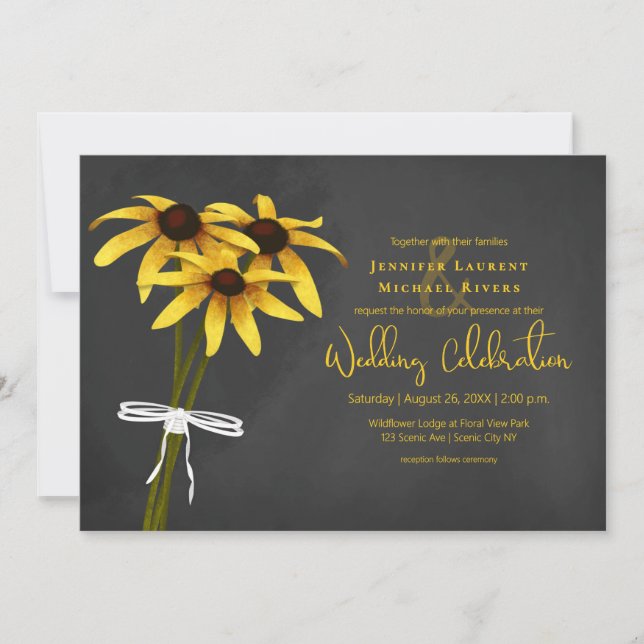bunch of Black Eyed Susan wildflowers chalkboard Invitation (Front)