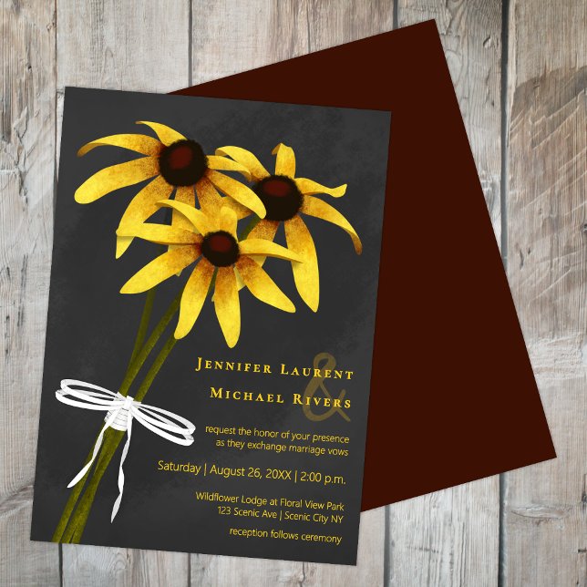 bunch of Black Eyed Susan wildflowers chalkboard Invitation (Creator Uploaded)