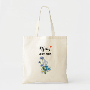  Bunch Of Blue Flowers Personalised Brides Maid Tote Bag