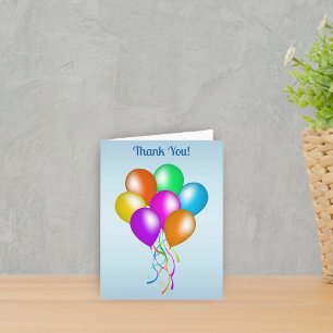 Bunch of Bright Colourful Balloons With Ribbons Thank You Card