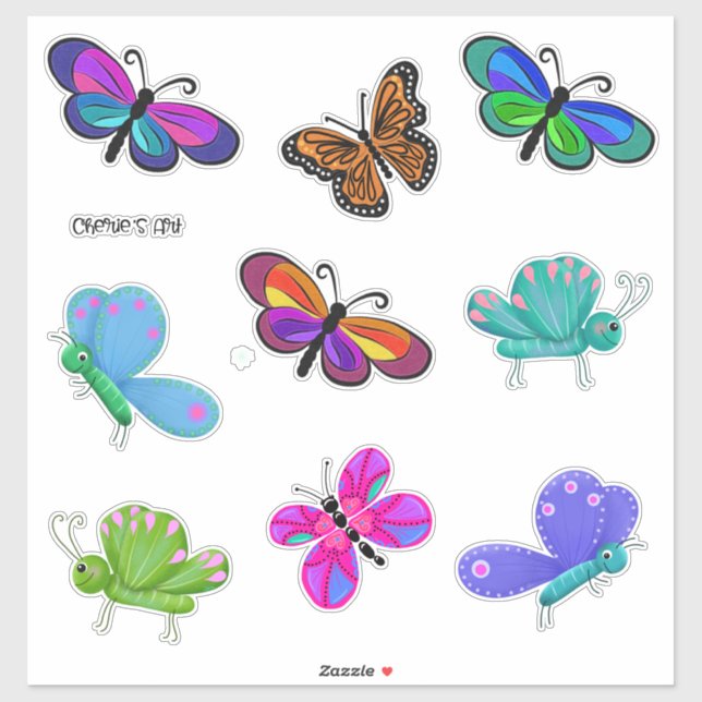 Bunch of Butterflies Whimsical and Cute  (Sheet)