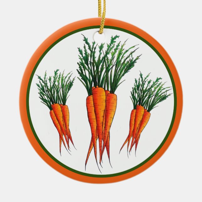 Bunch of Carrots Orange Vegetable Veggie Garden Ceramic Tree Decoration (Front)