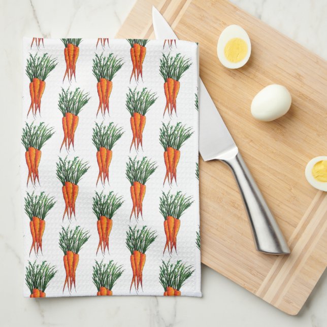 Bunch of Carrots Orange Vegetable Veggie Garden Tea Towel (Quarter Fold)