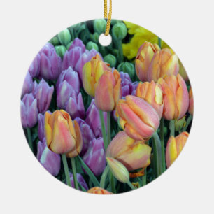 Bunch of colourful tulips ceramic tree decoration