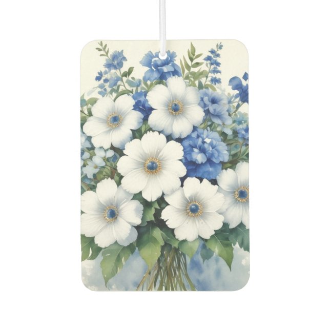 Bunch of Flowers Elegant Watercolor Car Air Freshener (Front)