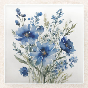 Bunch of Flowers Elegant Watercolor Glass Coaster