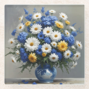 Bunch of Flowers Elegant Watercolor Glass Coaster