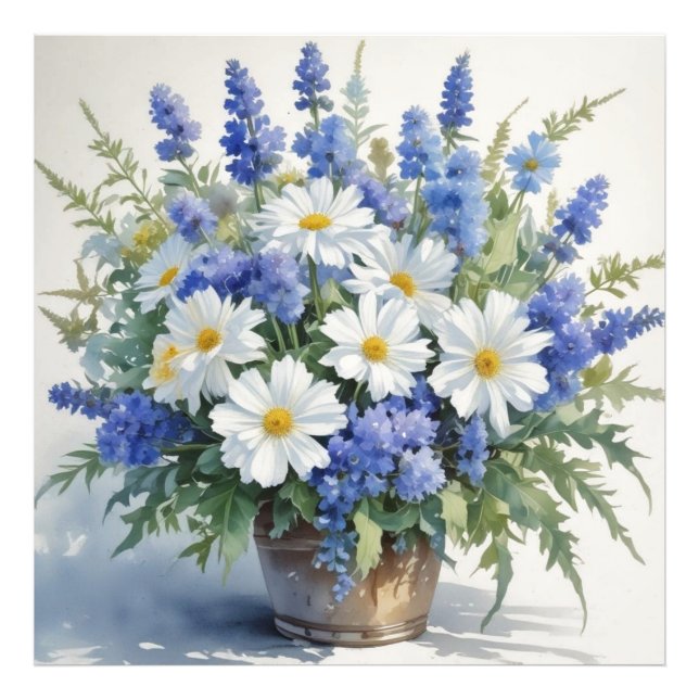 Bunch of Flowers Elegant Watercolor Photo Print (Front)
