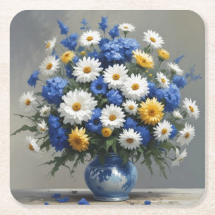 Bunch of Flowers Elegant Watercolor Square Paper Coaster