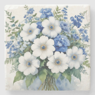Bunch of Flowers Elegant Watercolor Stone Coaster
