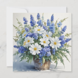 Bunch of Flowers Elegant Watercolor Thank You Card