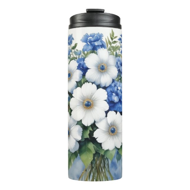 Bunch of Flowers Elegant Watercolor Thermal Tumbler (Front)