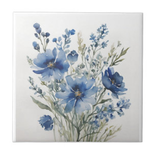 Bunch of Flowers Elegant Watercolor Tile