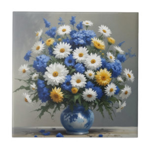 Bunch of Flowers Elegant Watercolor Tile