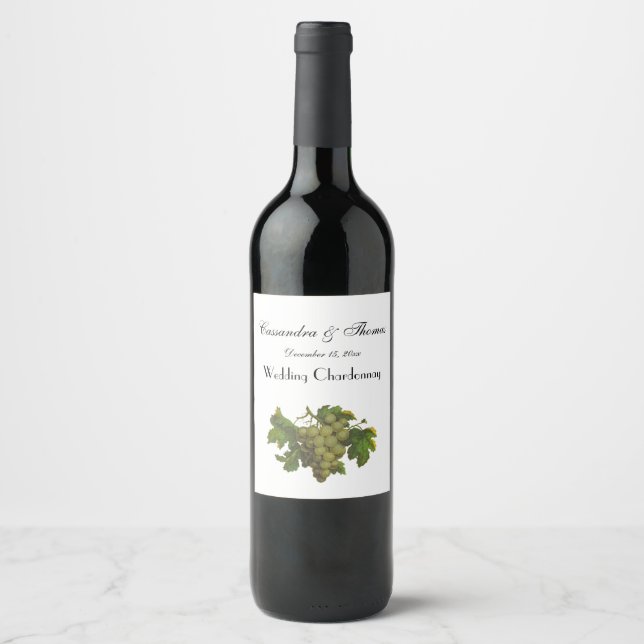 Bunch of Green Grapes DIY Colour Background Wine Label (Front)