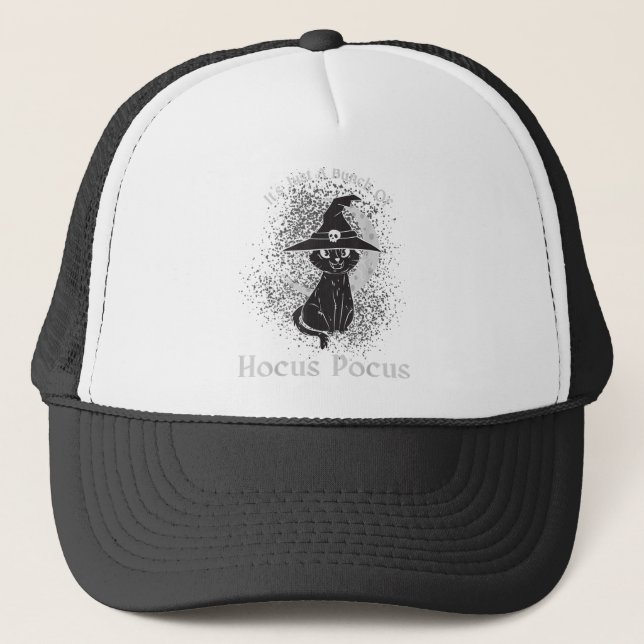 Bunch of Hocus Pocus Black Cat Art Illustration Fu Trucker Hat (Front)