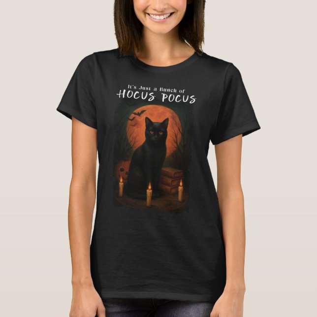 Bunch of Hocus Pocus Black Cat Halloween T-Shirt (Front)