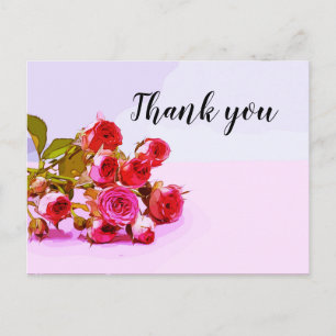 Bunch of pink roses Wedding Thank you Postcard