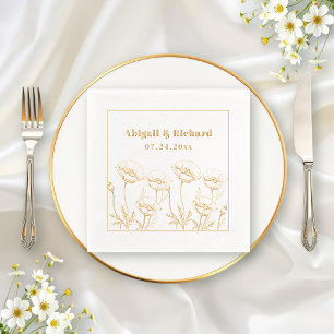 Bunch of poppies wildflowers floral wedding foil napkins