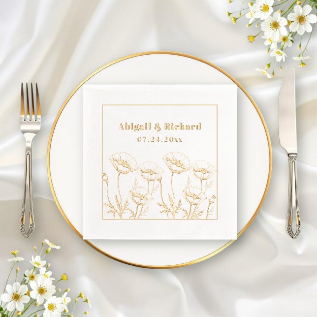 Bunch of poppies wildflowers floral wedding foil napkins (Creator Uploaded)