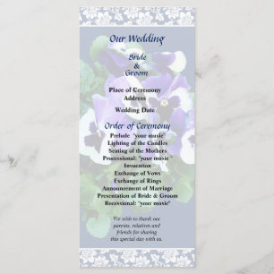 Bunch of Purple and White Pansies Wedding Program Programme