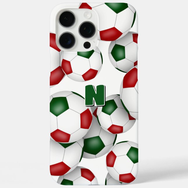 bunch of red green soccer balls monogrammed Case-Mate iPhone case (Back)