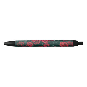 Bunch of red roses black ink pen