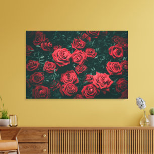 Bunch of red roses canvas print