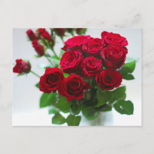 bunch of red roses postcard