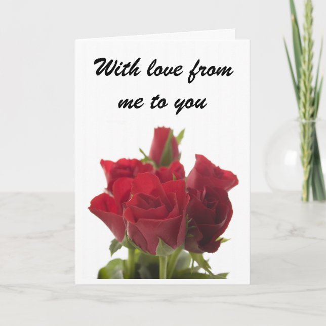 Bunch of red roses - With love from me to you Holiday Card (Front)