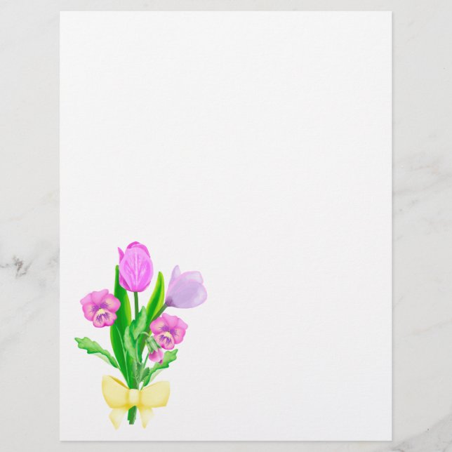Bunch of Spring Flowers  Custom Letterhead (Front)
