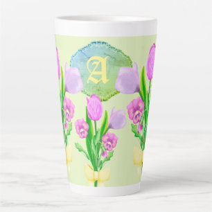 Bunch of Spring Flowers Custom Monogram Latte Mug