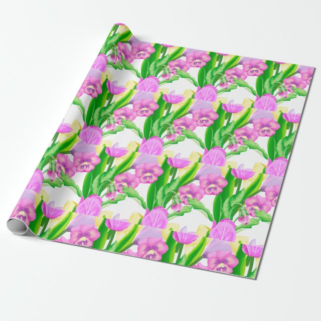Bunch of Spring Flowers Wrapping Paper (Unrolled)