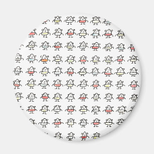 Bunch of Tiny Cartoon Funny Characters Magnet