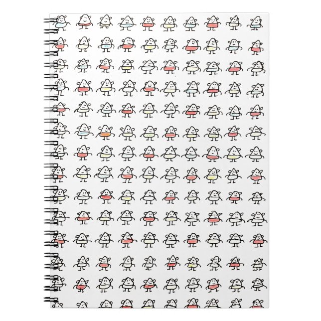Bunch of Tiny Cartoon Funny Characters Notebook (Front)