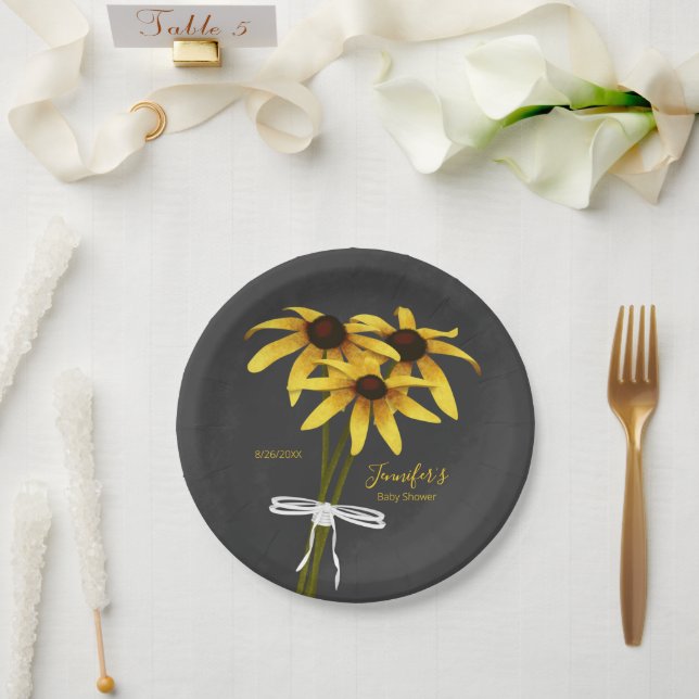 bunch of wildflowers Black Eyed Susan baby shower Paper Plate (Wedding)