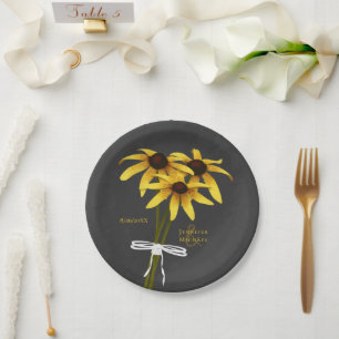 bunch of wildflowers Black Eyed Susan wedding Paper Plate