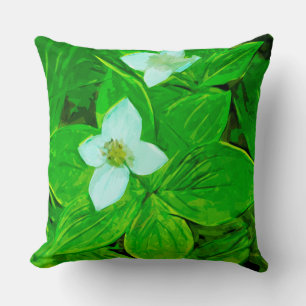 Bunchberry White Wildflower Abstract Impressionism Cushion