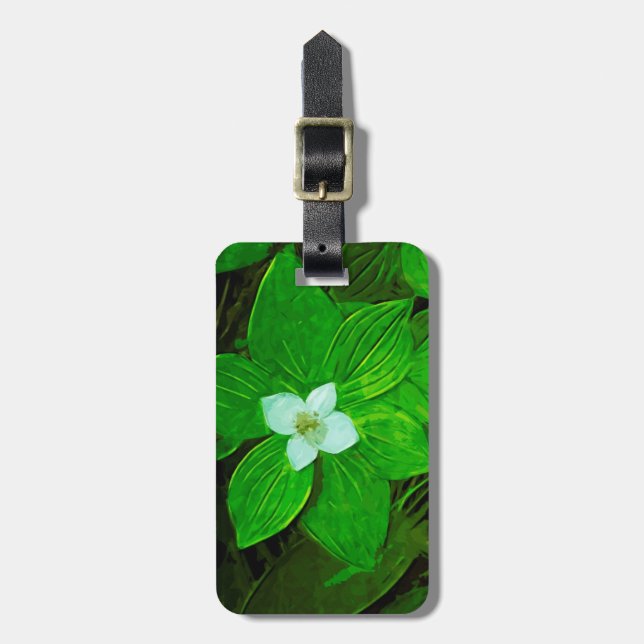 Bunchberry White Wildflower Luggage Tag (Front Vertical)