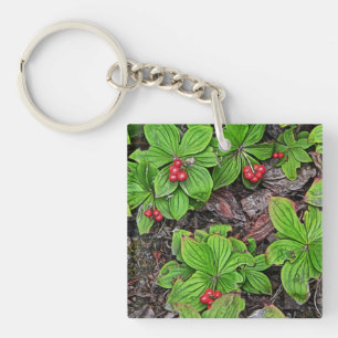 Bunchberry With Berries Key Ring