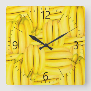 Bunches of banana pattern square wall clock