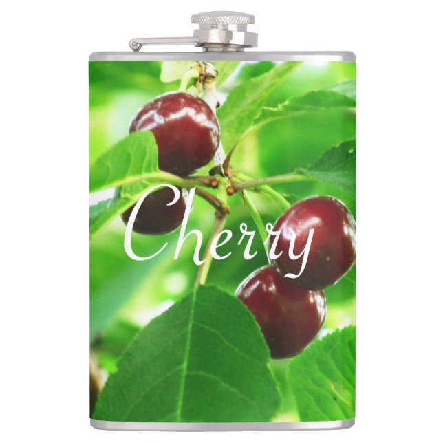 Bunches of cherries hip flask (Front)