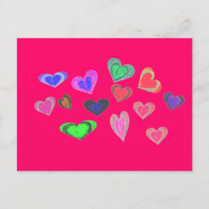 bunches of little hearts postcard