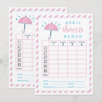 Bunco April Showers double sided scorecard